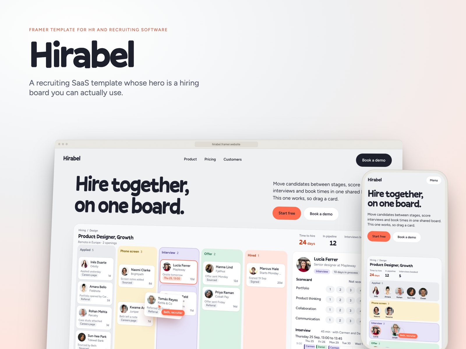 Hirabel Framer template