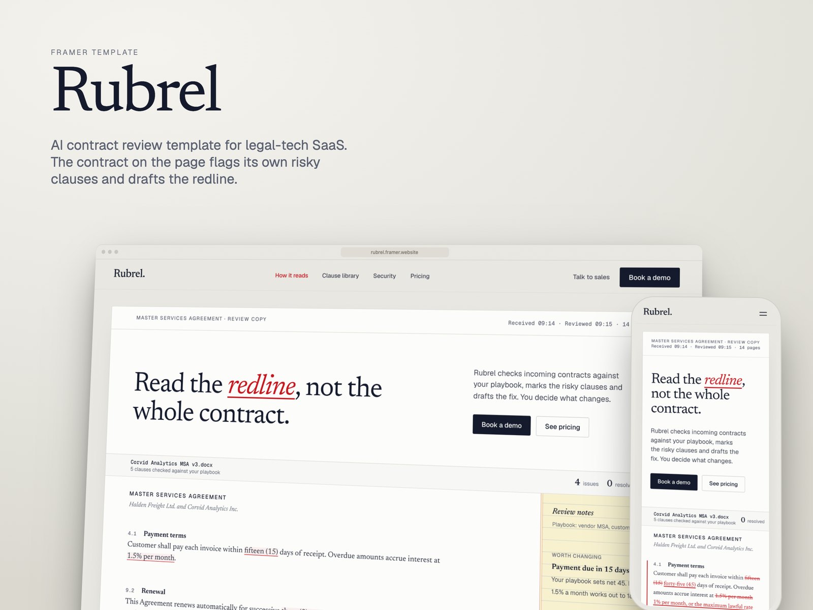 Rubrel Framer template