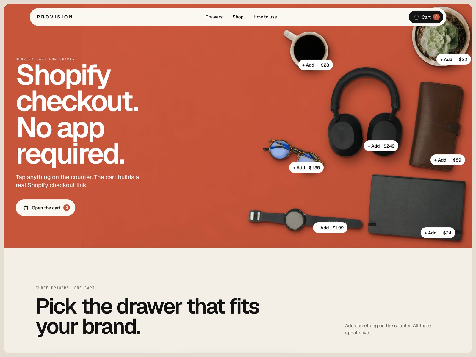 Shopify Cart template, view 1