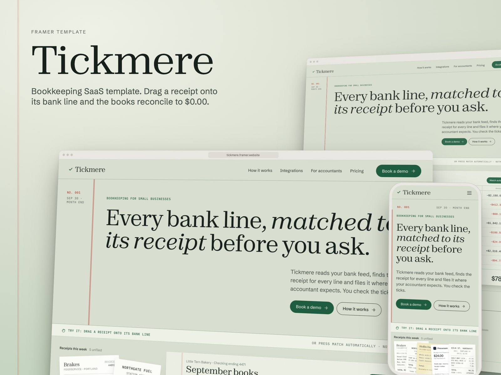 Tickmere Framer template